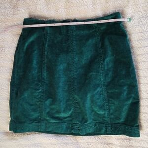 Free People Emerald Velvet Pencil Mini Skirt